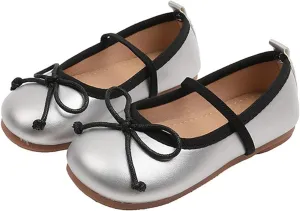 Flower Girl Shoes Mary Jane Ballet Flats Bow Girls Dress Shoes Wedding Party Communion Shoes for Toddler Girls
