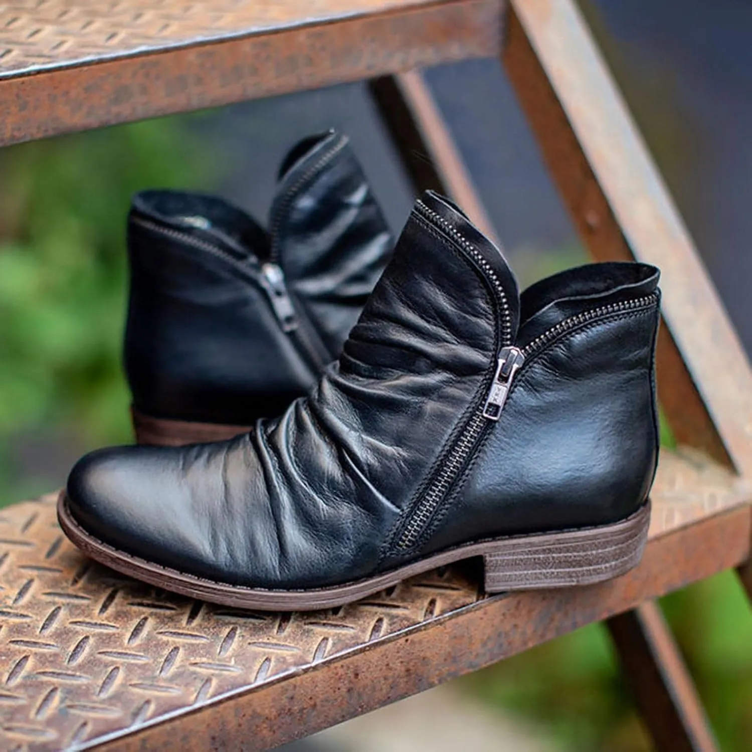 Gibobby Boots for Women Dressy Winter Casual Leather Side Zipper Round Toe Cowboy Booties Fall Flat Short Shoes Boots