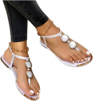 Gibobby Sandals for Women Summer Flat Sandals Buckle Ankle Strap Platform Sandals T Strap Beach Sandals