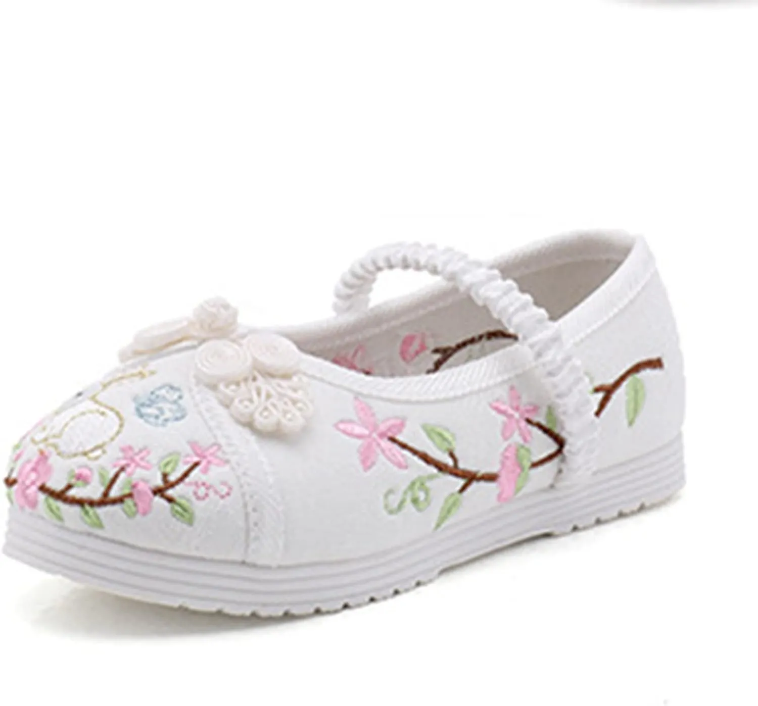 Girl Mary Jane Dance Shoes Chinese Traditional Floral Butterfly Embroidery Shoes Dress Ballet Flats