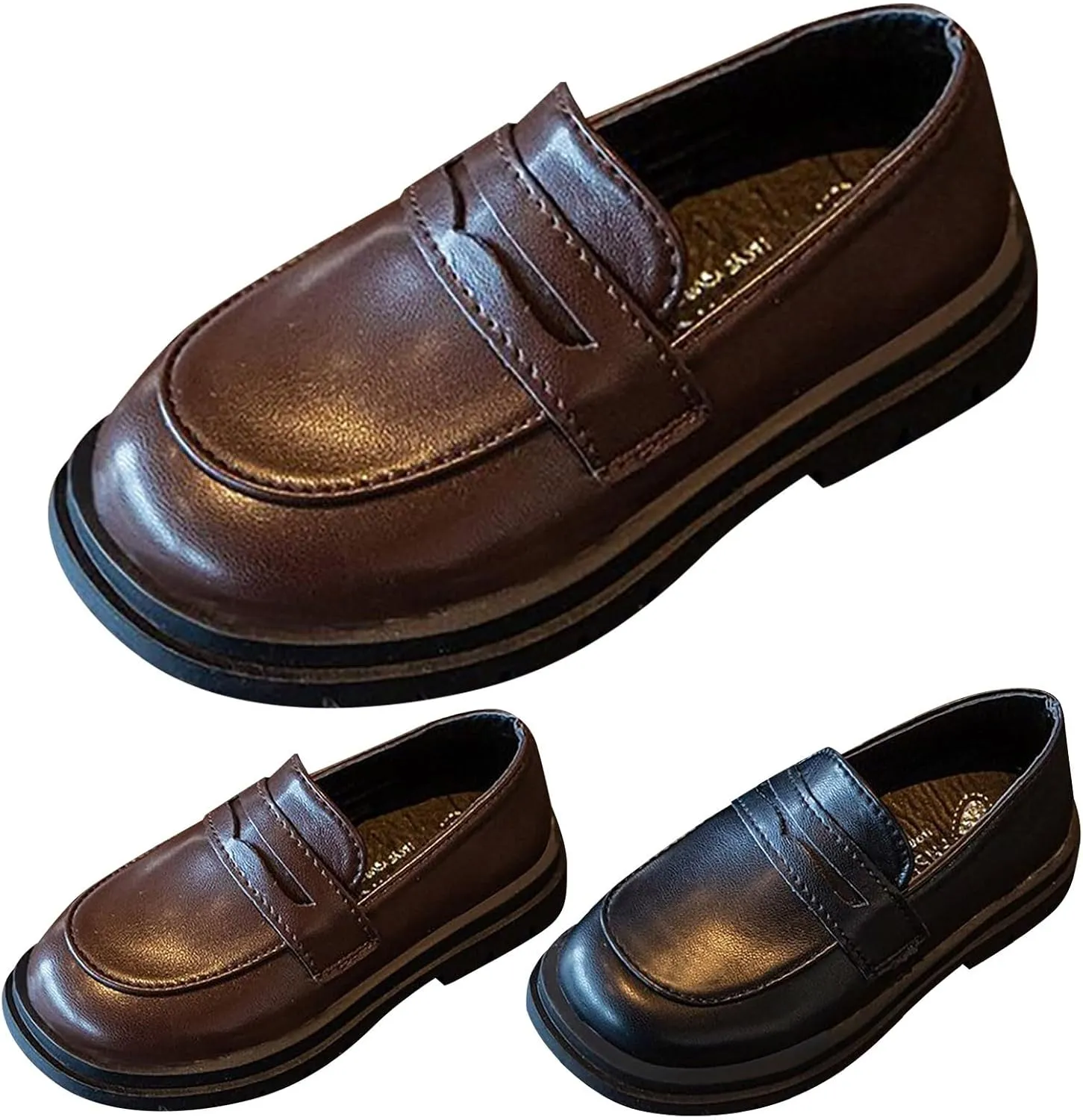 Girls Dress Shoes Chunky Loafers for Girl Platform Penny Loafers Round Toe School Uniform Slip On Oxford Shoes