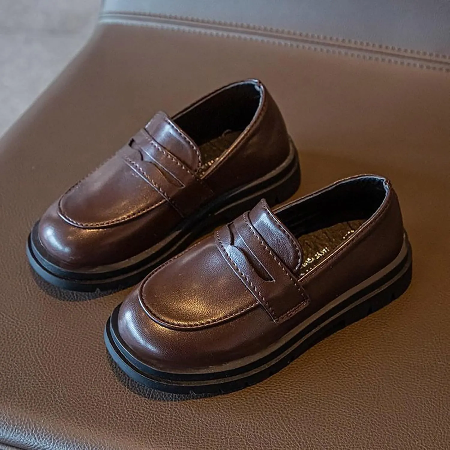 Girls Dress Shoes Chunky Loafers for Girl Platform Penny Loafers Round Toe School Uniform Slip On Oxford Shoes