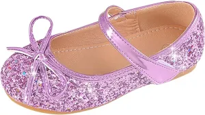 Girls Dress Shoes Wedding Party School Mary Jane Flower Flats Glitter Sequins Slip On Ballet Dance Shoes