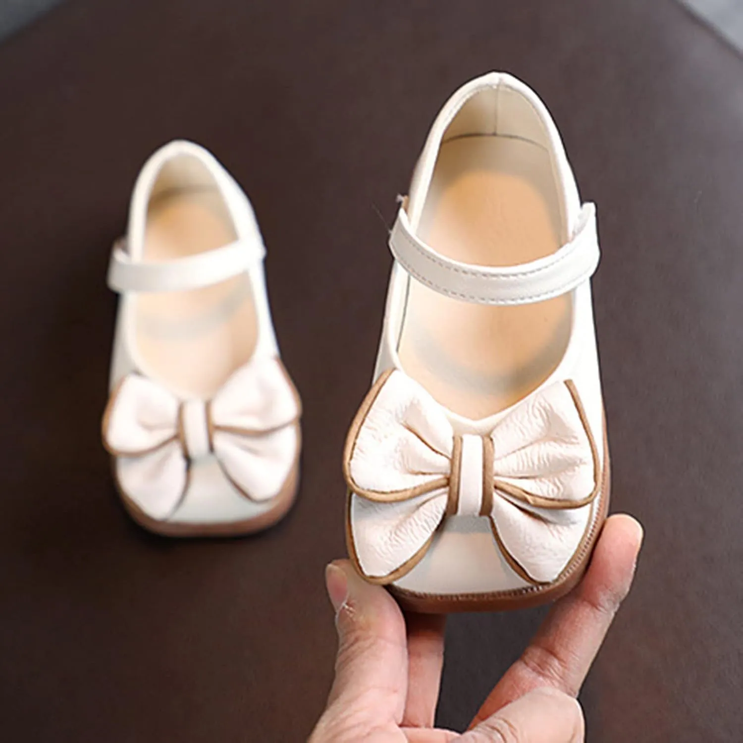 Girls Dress Shoes with Bow Toddler Flower Girls Shoes Mary Jane Flats for Party School Wedding Shoes