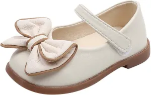 Girls Dress Shoes with Bow Toddler Flower Girls Shoes Mary Jane Flats for Party School Wedding Shoes