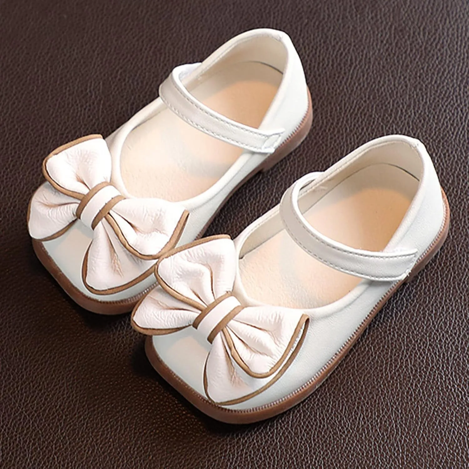 Girls Dress Shoes with Bow Toddler Flower Girls Shoes Mary Jane Flats for Party School Wedding Shoes