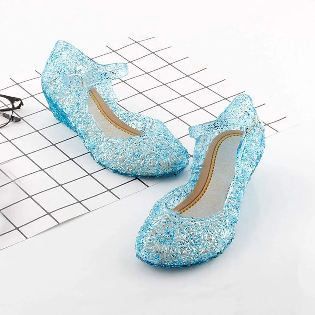 Girls Jelly Sandals Cosplay Dress Up Mary Jane Flats Heels Dance Party Birthday Single Shoes for Kids Toddler