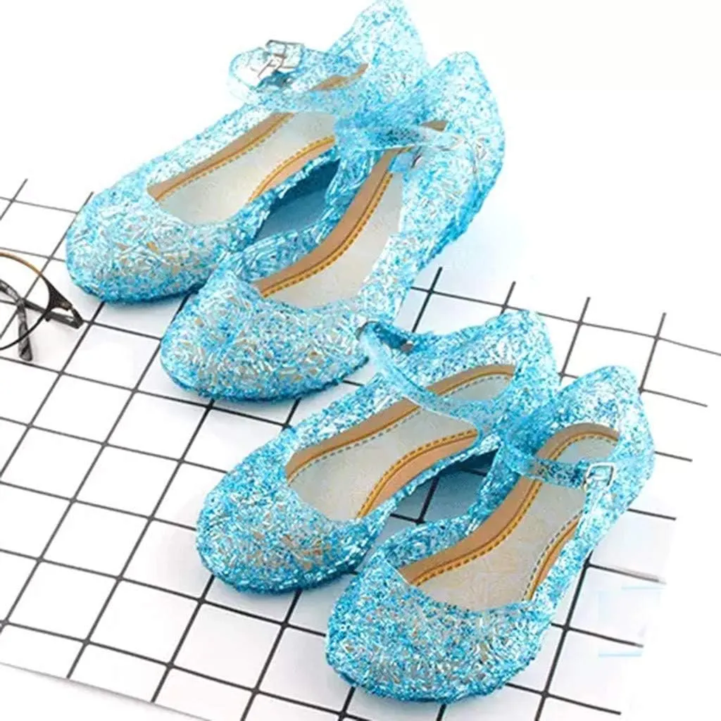 Girls Jelly Sandals Cosplay Dress Up Mary Jane Flats Heels Dance Party Birthday Single Shoes for Kids Toddler
