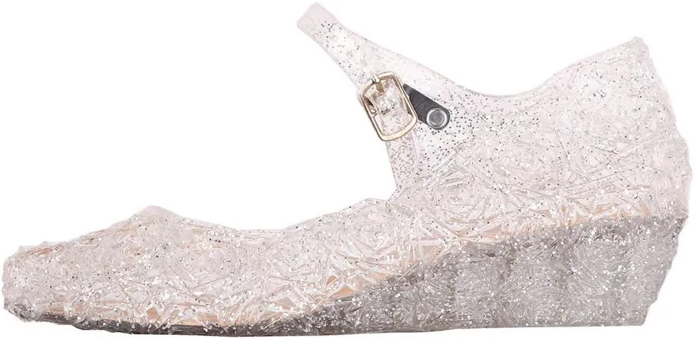 Girls Jelly Sandals Cosplay Dress Up Mary Jane Flats Heels Dance Party Birthday Single Shoes for Kids Toddler
