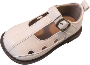Girls Leather Closed Toe Hollow Sandals Mary Jane Ballet Flat𝘀 Dress Shoes Toddler School Par𝘁y Princess Shoes
