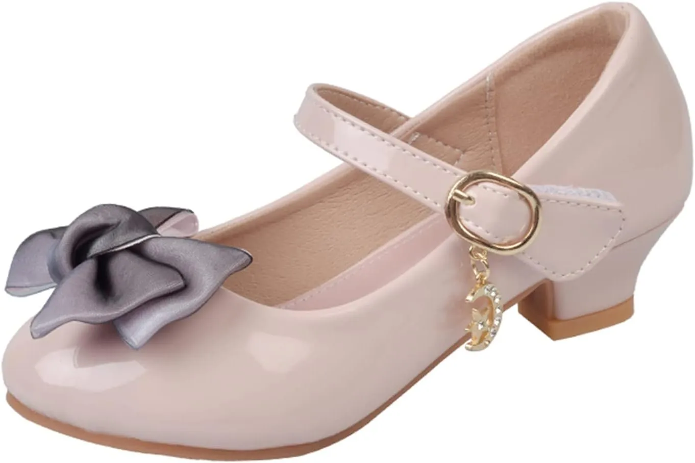 Girls Mary Jane Dress Shoes Pumps Low Heels Flower Bowknot Par𝘁y Wedding Princess 𝐂ommunion Ankle Strap Shoes