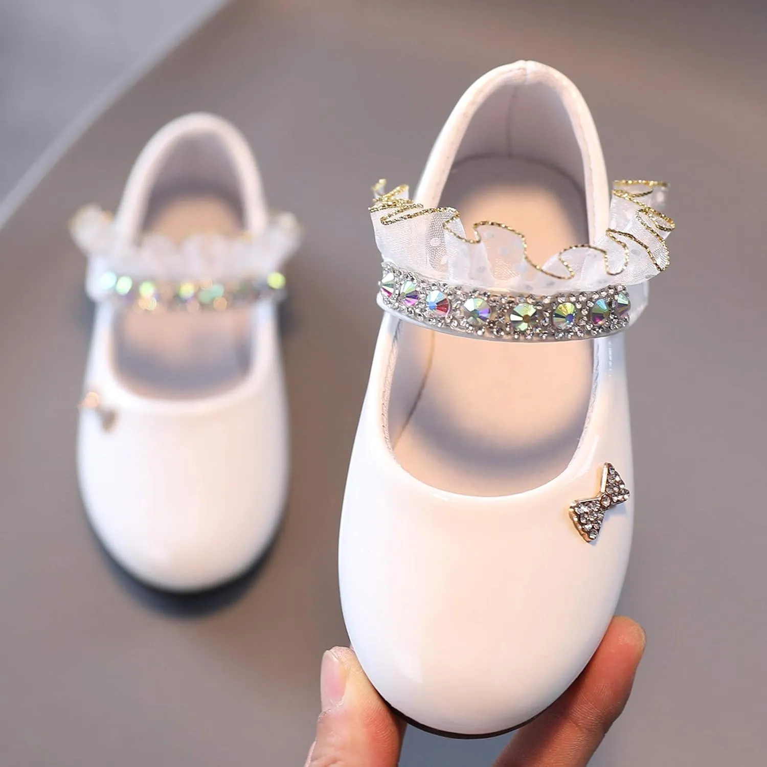 Girls Mary Jane Flats Toddler Girls Glitter Dress Wedding Ballet Shoes Patent Leather Shoes for Kids