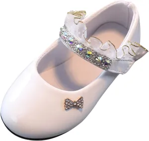 Girls Mary Jane Flats Toddler Girls Glitter Dress Wedding Ballet Shoes Patent Leather Shoes for Kids