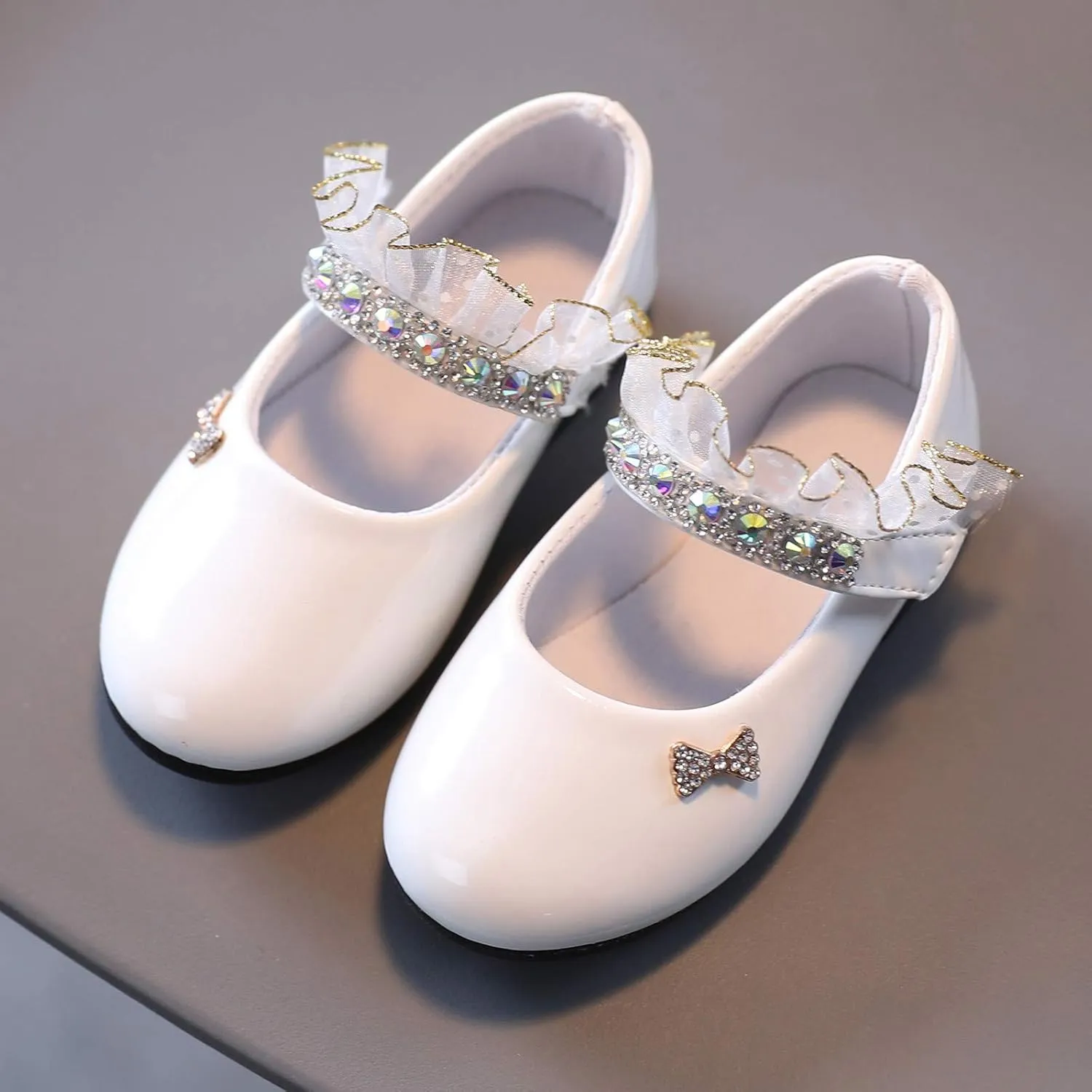 Girls Mary Jane Flats Toddler Girls Glitter Dress Wedding Ballet Shoes Patent Leather Shoes for Kids