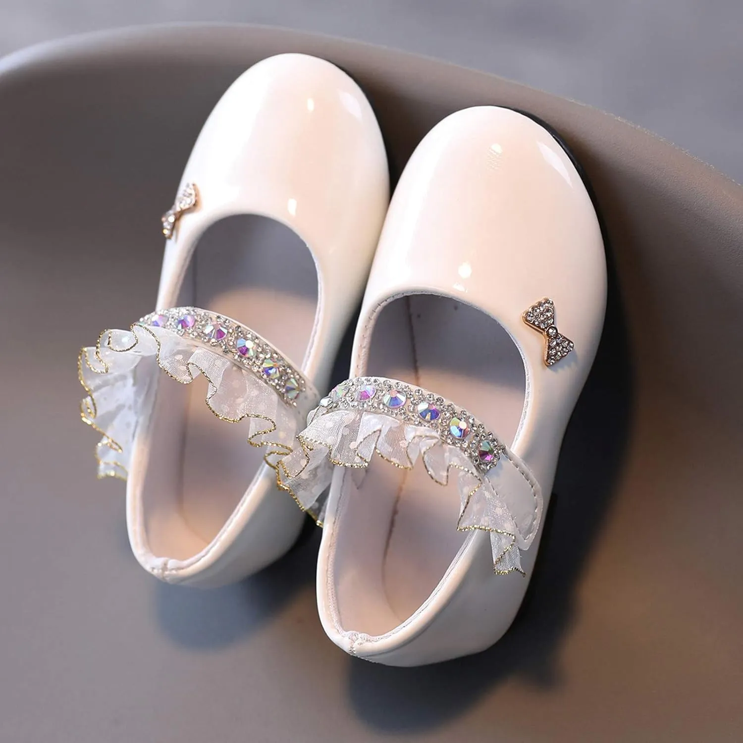 Girls Mary Jane Flats Toddler Girls Glitter Dress Wedding Ballet Shoes Patent Leather Shoes for Kids