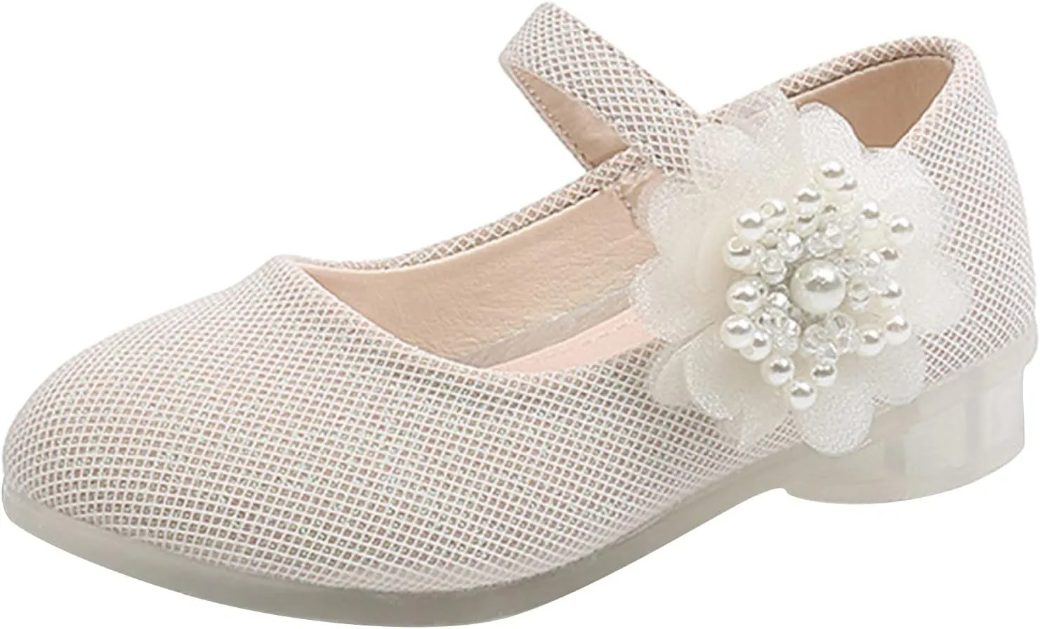 Girls Mary Jane Flats with Flower Low Heels Flower Girl Dress Shoes Pump Toddler Girls School Party Wedding Shoes