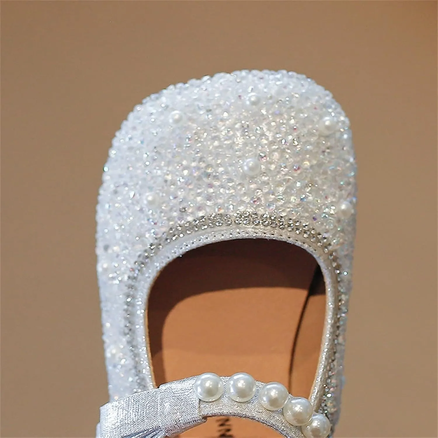 Girls Mary Jane Rhinestone Toddler Dress Shoes Slip On Ballet Flats for Party Wedding Performance School Uniform