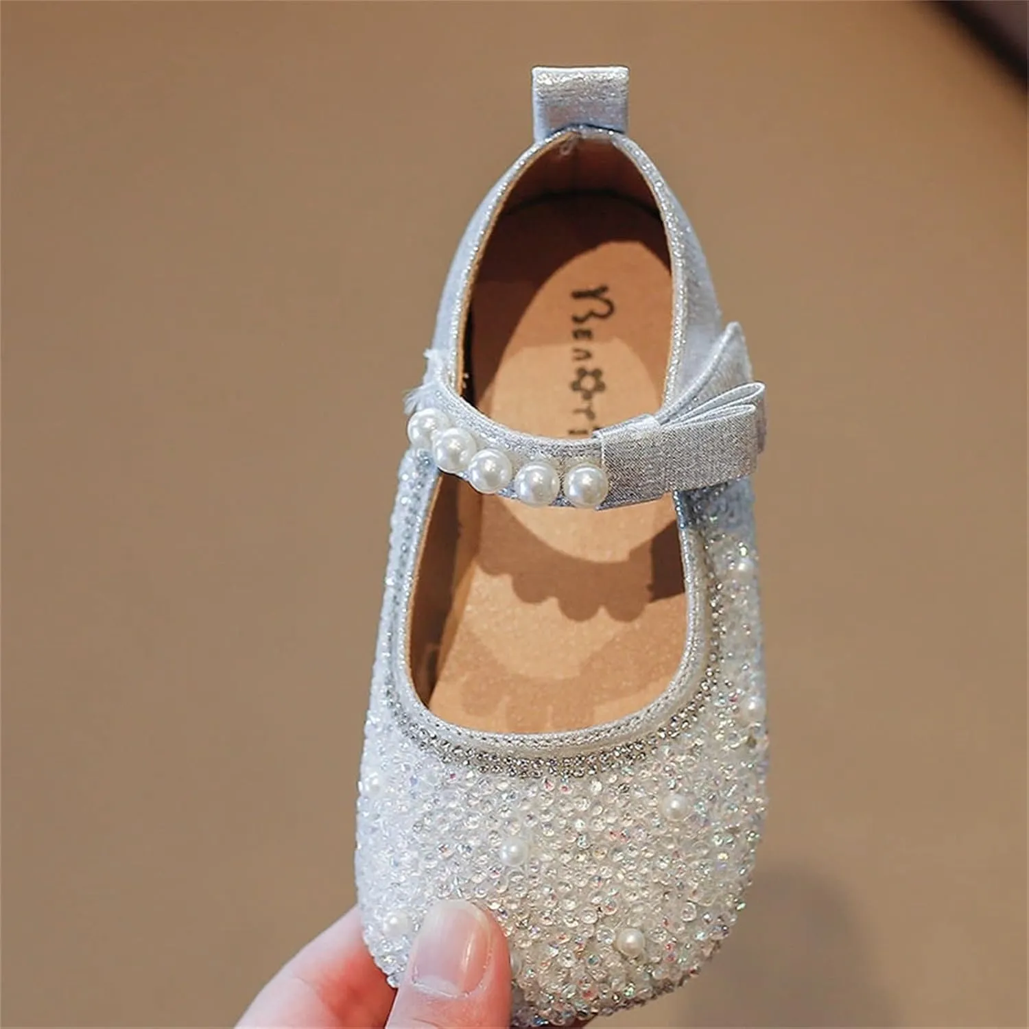 Girls Mary Jane Rhinestone Toddler Dress Shoes Slip On Ballet Flats for Party Wedding Performance School Uniform