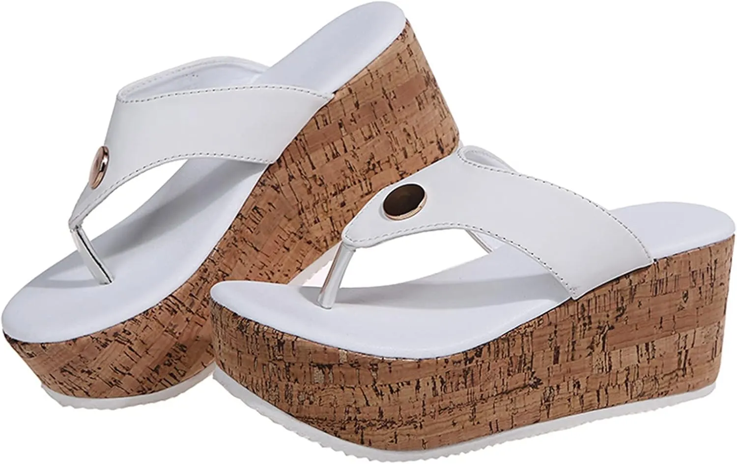 GUNIYIFS Womens platform Beach Slippers Wedge Heel Shoes Slip on Cork Sandals Summer High Heeled for Women Sandals Flip Flops