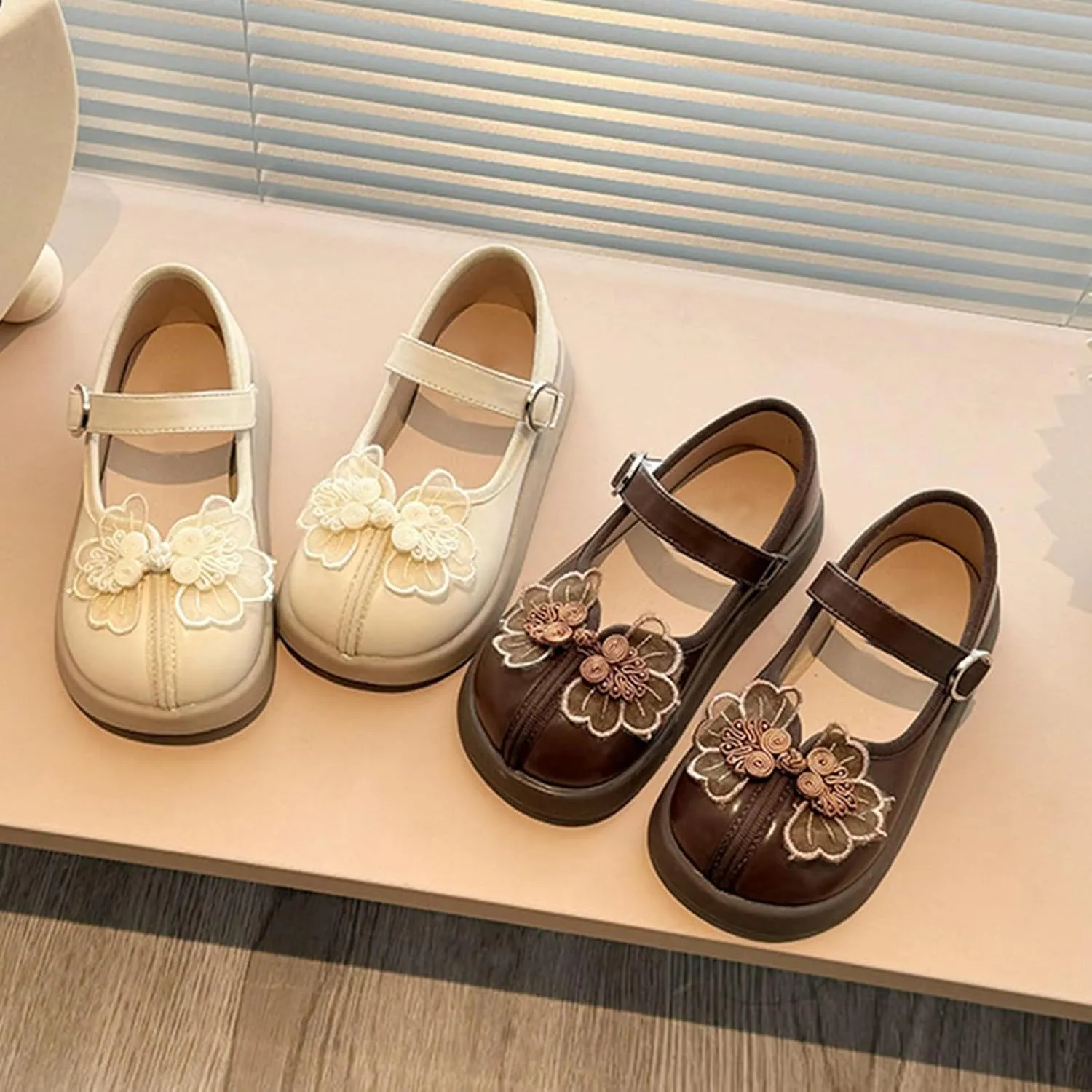IWIHMIV Toddler Girl Casual Dress Shoe Non Slip Little Girl School Shoes for Wedding Party Leather Mary Jane Shoes