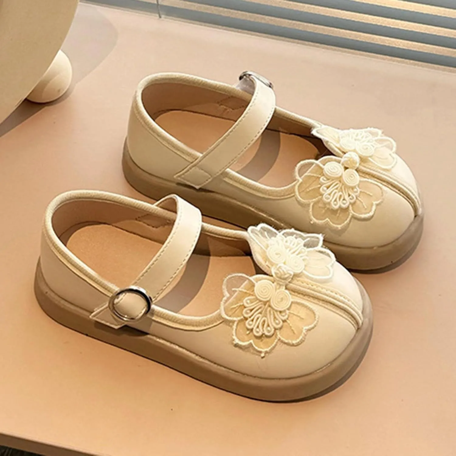 IWIHMIV Toddler Girl Casual Dress Shoe Non Slip Little Girl School Shoes for Wedding Party Leather Mary Jane Shoes