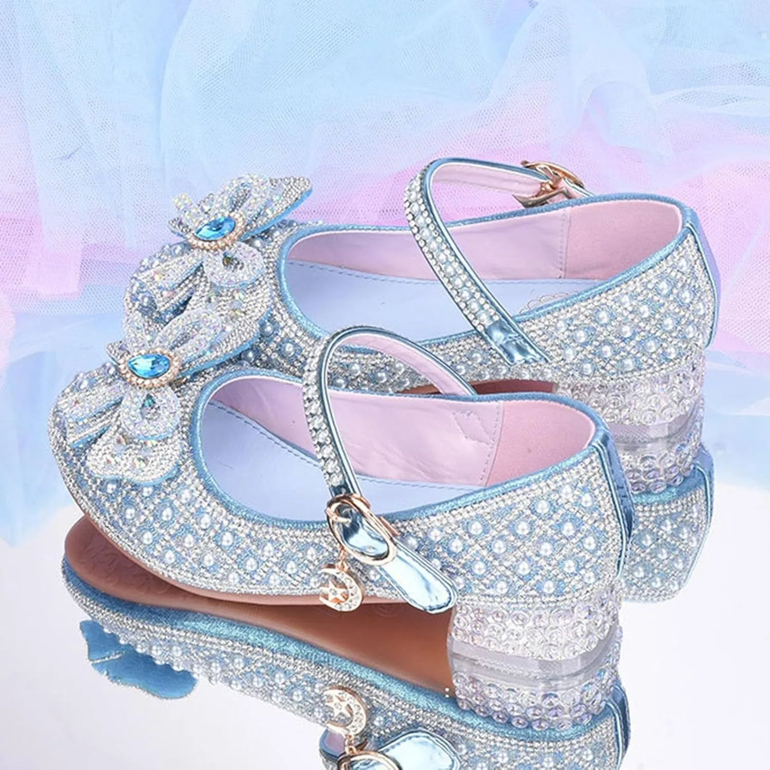 IWIHMIV Toddler Girl Mary Jane Shoes Little Girl Low Heels Dress Up Princess School Shoes for Wedding Party