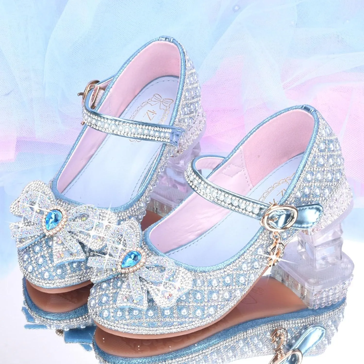 IWIHMIV Toddler Girl Mary Jane Shoes Little Girl Low Heels Dress Up Princess School Shoes for Wedding Party