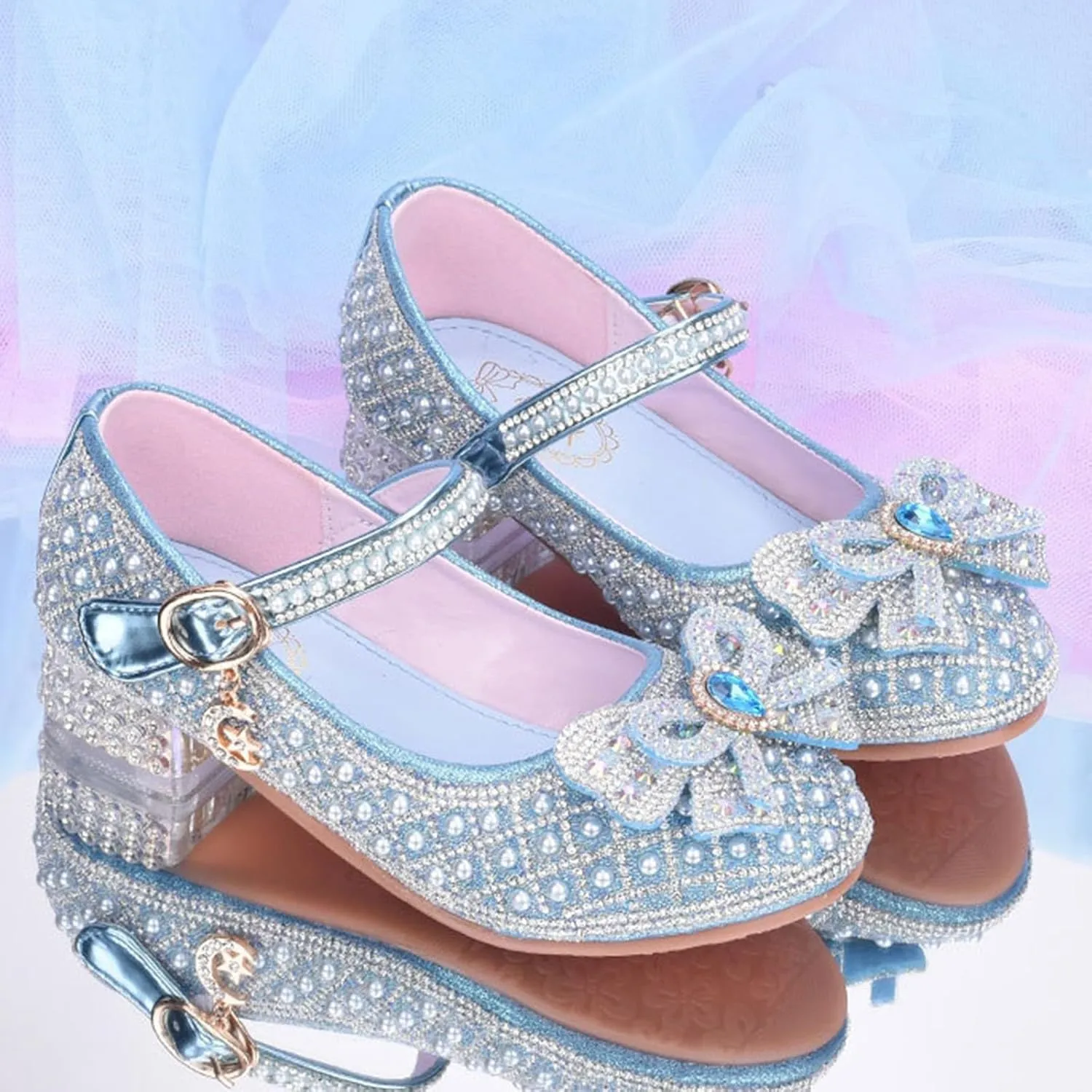 IWIHMIV Toddler Girl Mary Jane Shoes Little Girl Low Heels Dress Up Princess School Shoes for Wedding Party