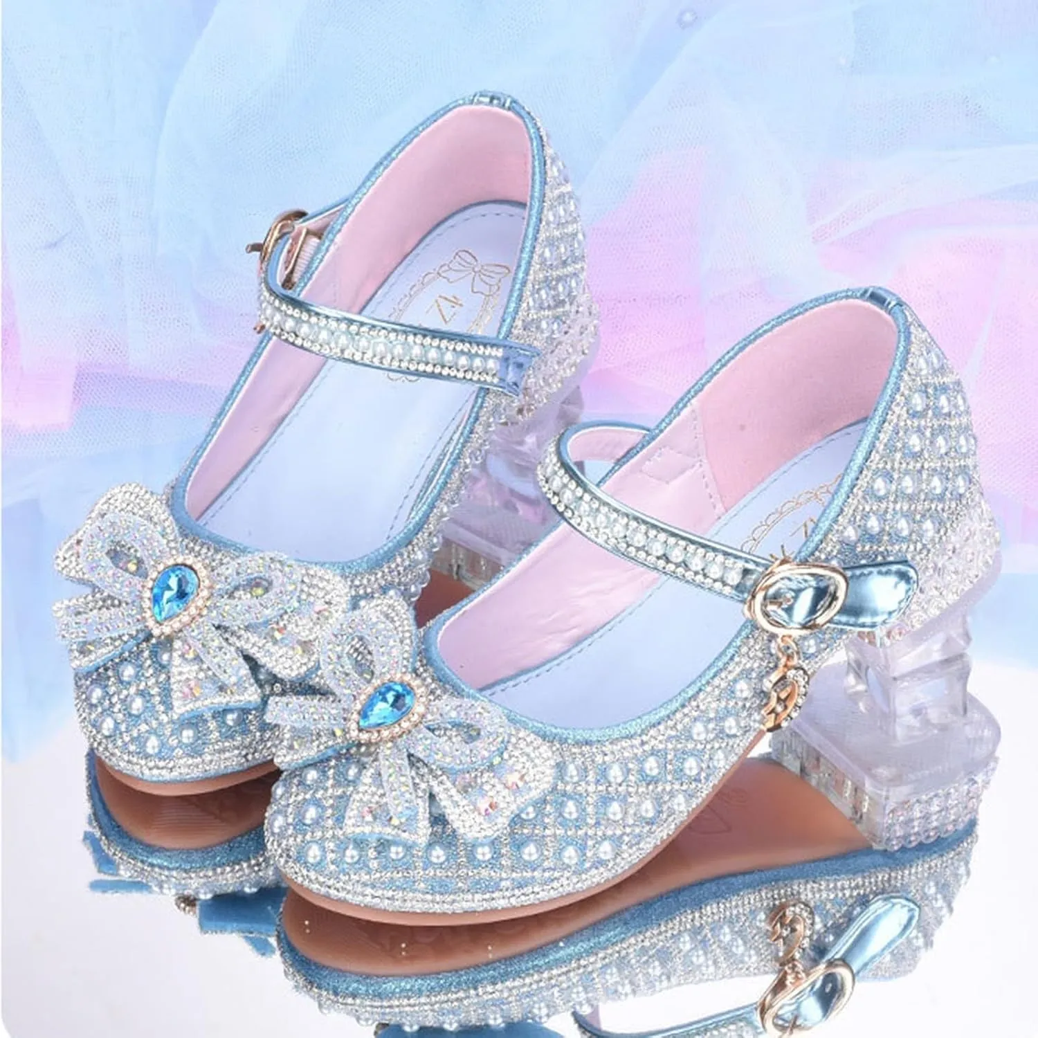 IWIHMIV Toddler Girl Mary Jane Shoes Little Girl Low Heels Dress Up Princess School Shoes for Wedding Party