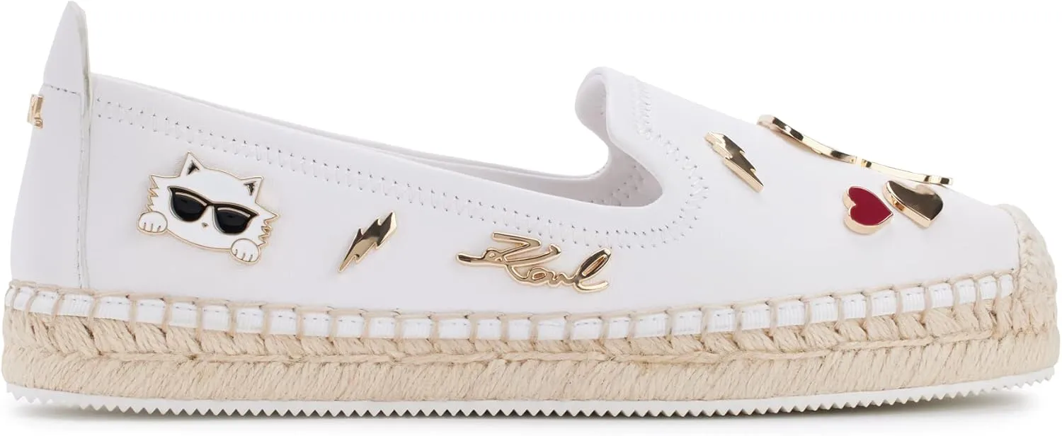 KARL LAGERFELD womens Michaela Slip on Embellished Flat Espadrille