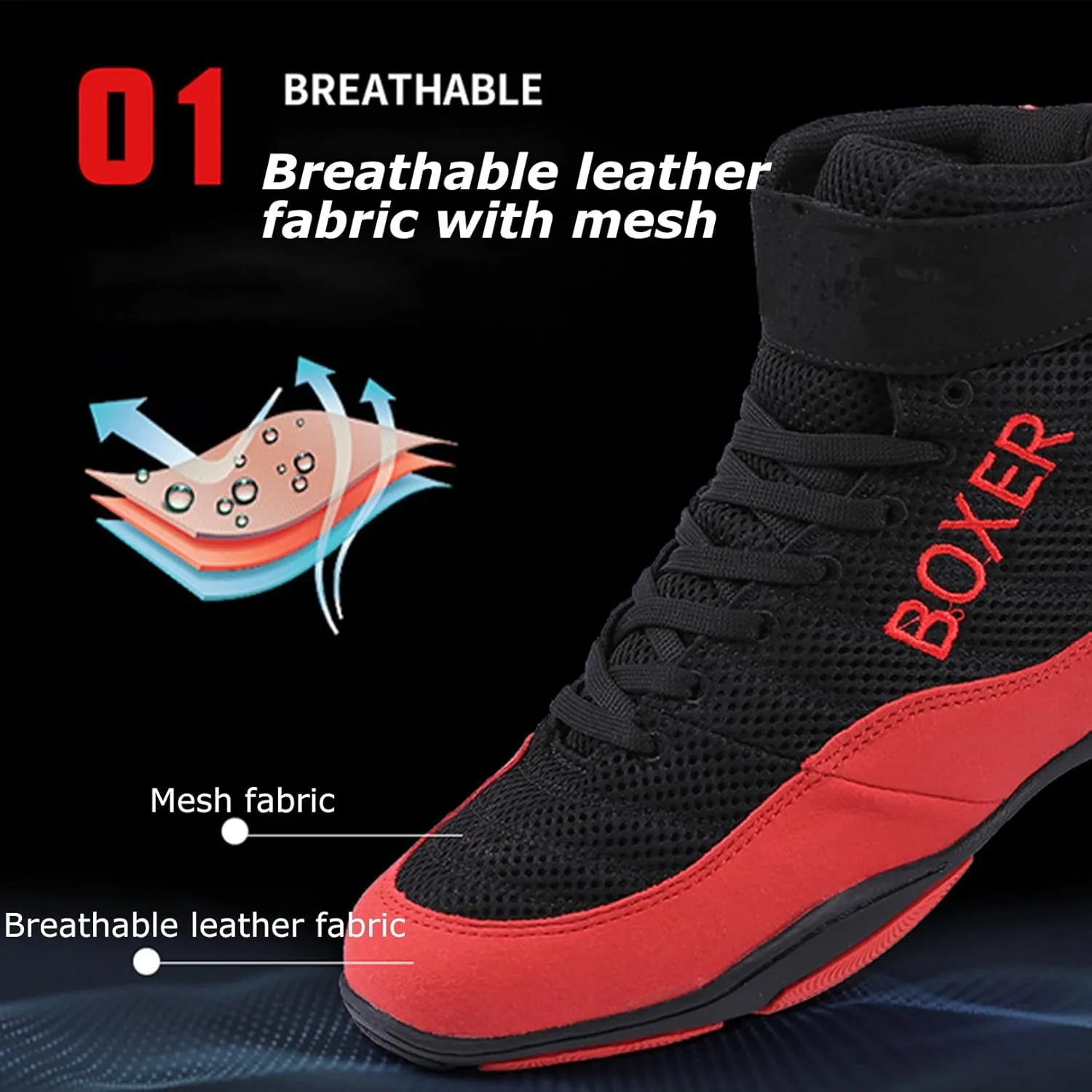 Kervaky Men's Wrestling Shoes Professional Boxing Shoes Fitness Shoes Training Shoes Lightweight and Breathable Weightlifting Shoes