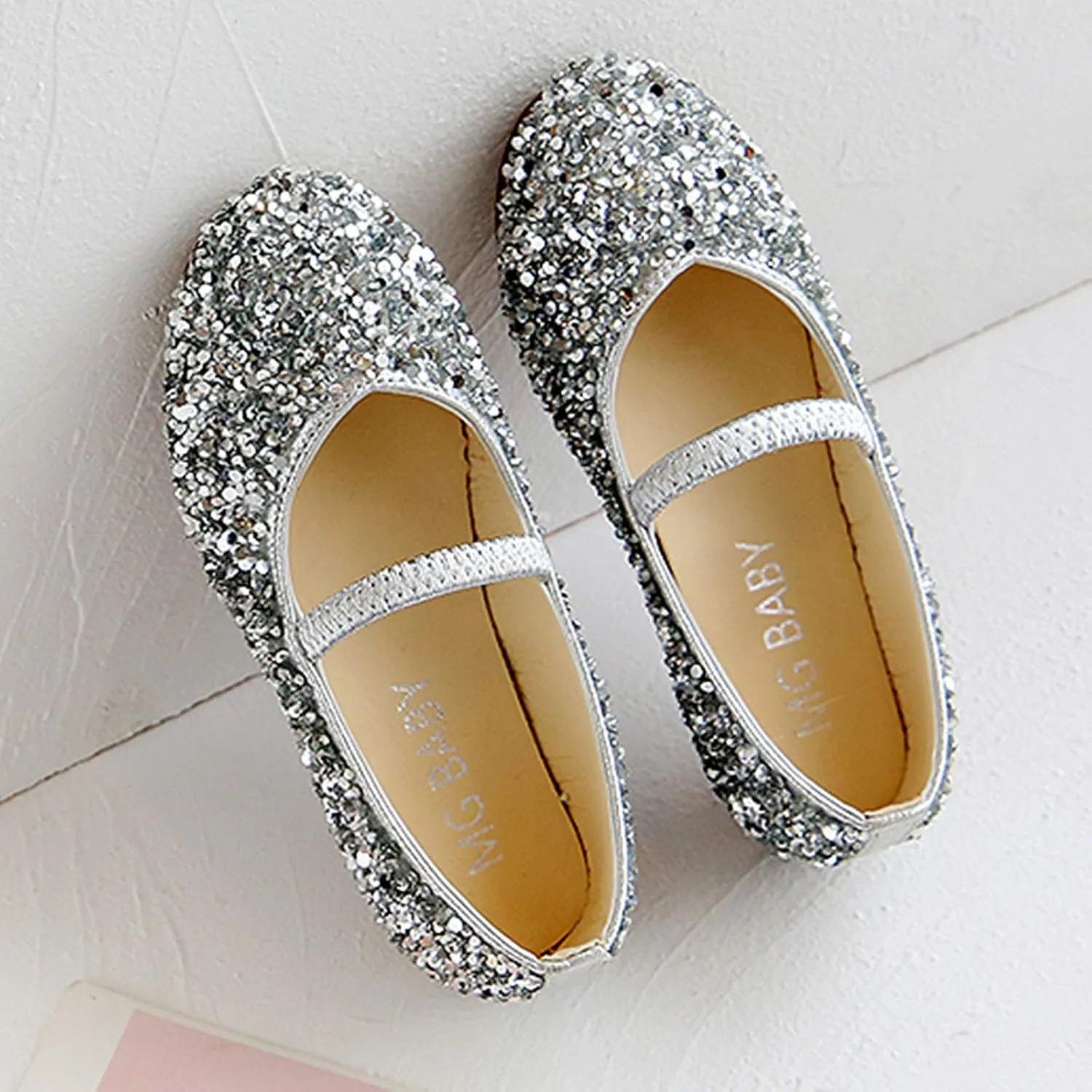 Kids Baby Princess Glitter Shoes Children Girls Dance Leather Shoes Sequined Soft Bottom Wedding Dress Flat Shoes