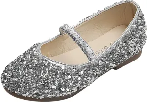 Kids Baby Princess Glitter Shoes Children Girls Dance Leather Shoes Sequined Soft Bottom Wedding Dress Flat Shoes