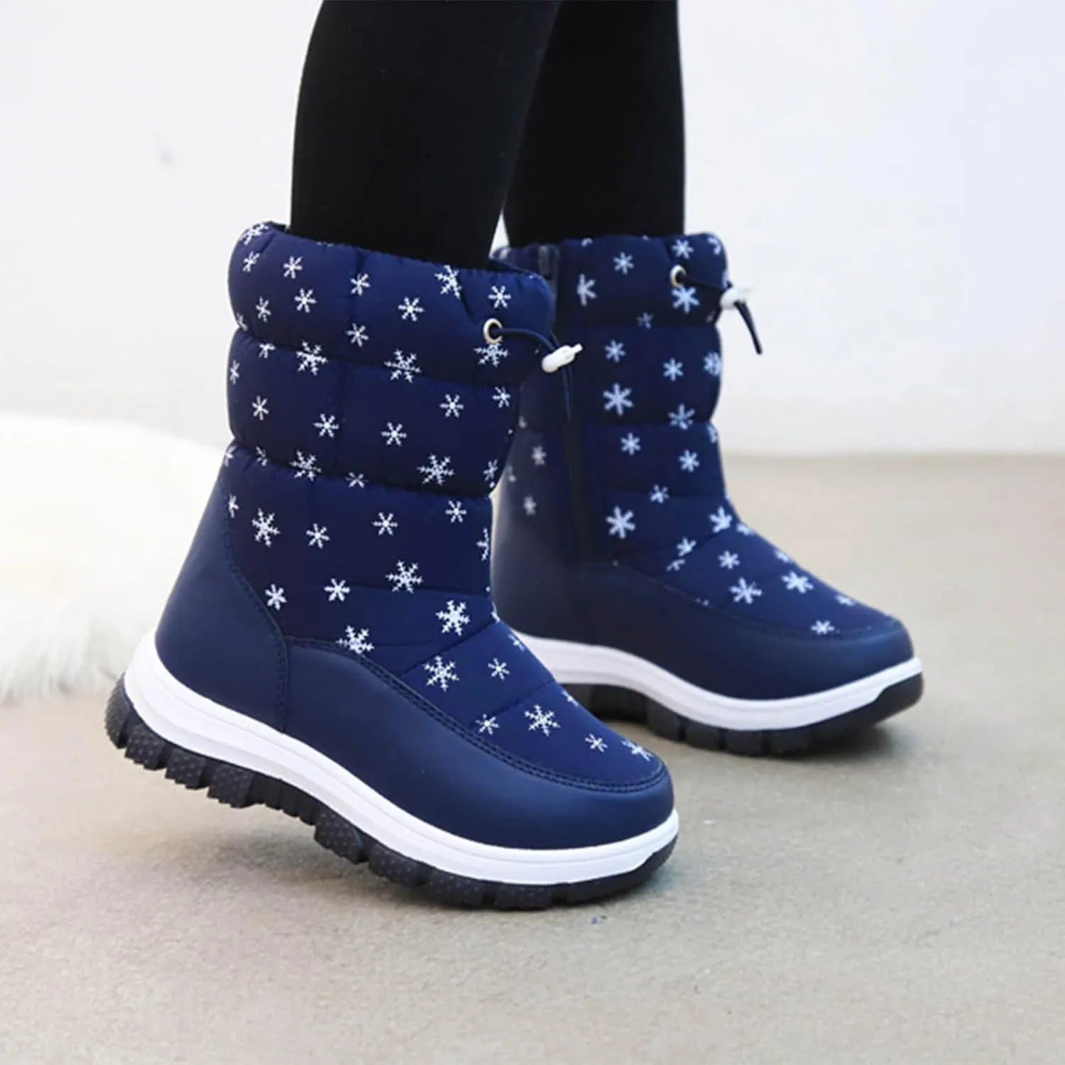 Kids Snow Boots Boys Girls Winter Boots Winter Fully Fur Lined Warm Shoes Cold Weather Shoes Outdoor Snow Boots