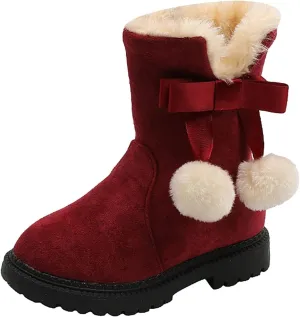 Kids Snow Boots for Boys Girls Puffy Faux Fur Lined Boots Fashion Boots Kids Ankle Booties Indoor Outdoor Boots