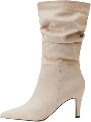 Knee High Boots for Women Mid Calf Boots Kitten Heel Boots Comfortable Riding Boots Side Zipper Fall Boots with Buckle