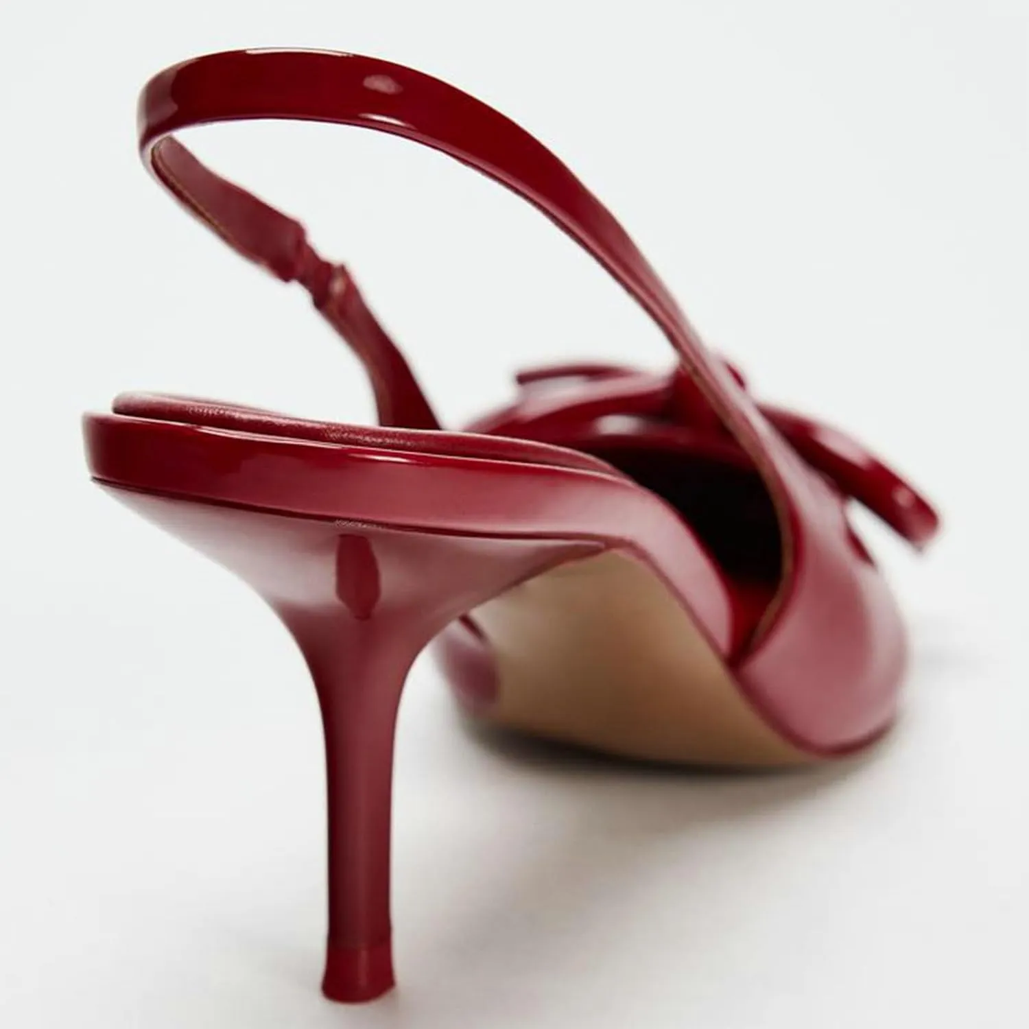 KysBloes Low Kitten Heels for Women Bow Slingback Heels Pointed Toe Patent Leather Pumps 2 Inch Heels Dress Shoes