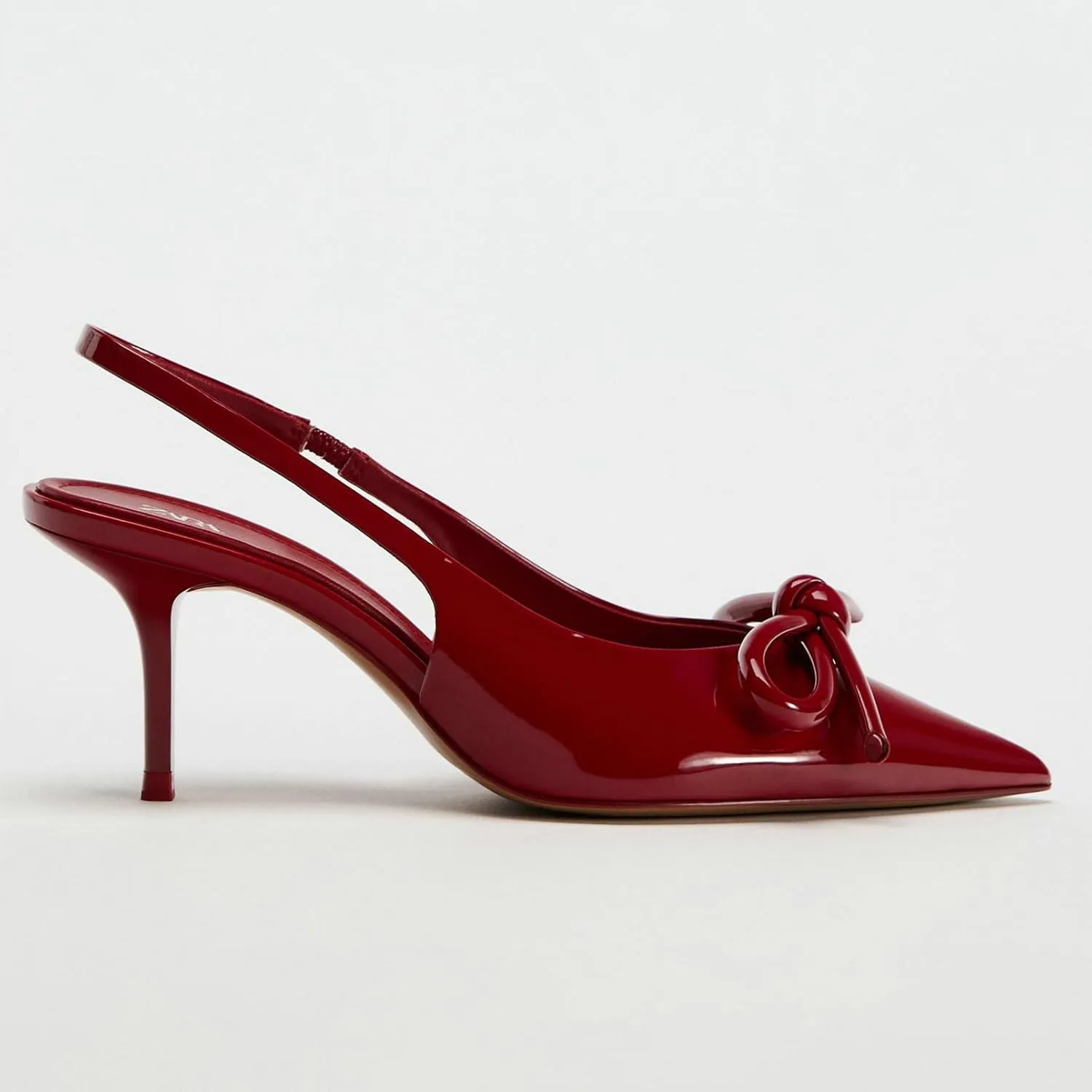 KysBloes Low Kitten Heels for Women Bow Slingback Heels Pointed Toe Patent Leather Pumps 2 Inch Heels Dress Shoes