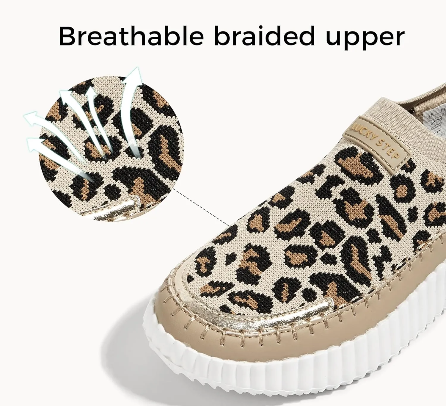 LUCKY STEP Platform Sneakers for Women Slip on Knit Chunky Fashion Casual Retro Braided Tennis Lightweight Walking Shoes