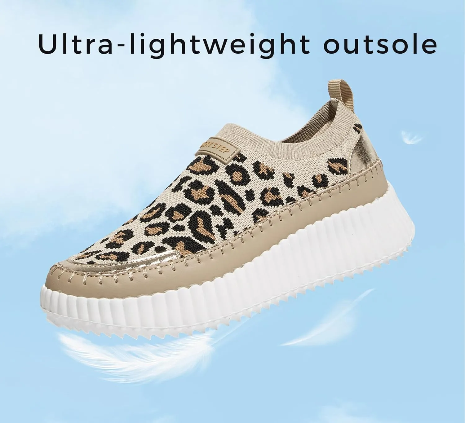LUCKY STEP Platform Sneakers for Women Slip on Knit Chunky Fashion Casual Retro Braided Tennis Lightweight Walking Shoes