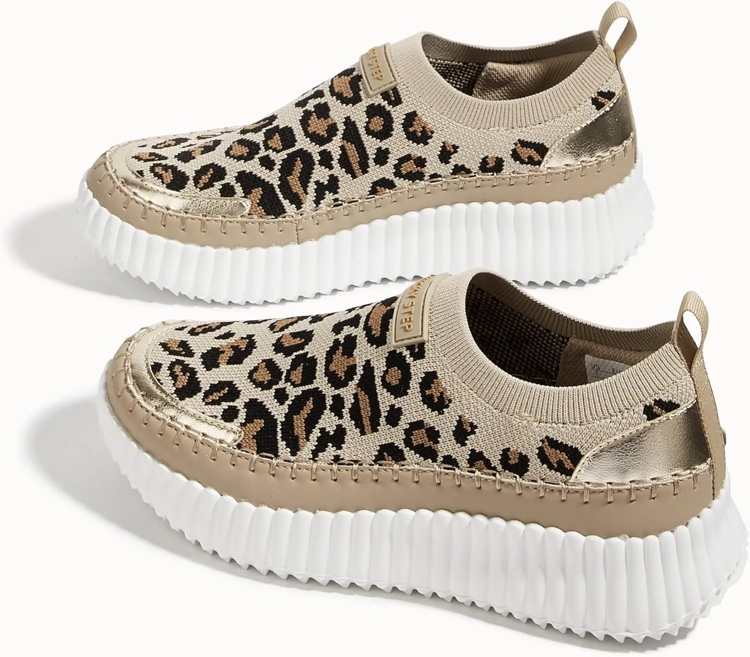 LUCKY STEP Platform Sneakers for Women Slip on Knit Chunky Fashion Casual Retro Braided Tennis Lightweight Walking Shoes