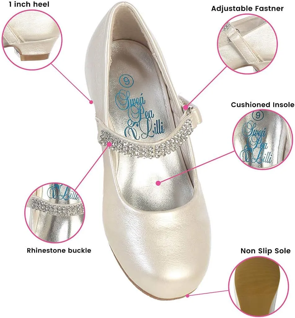 Mary Jane Shoes for Girls Dress Shoes Flower Girl Heels for Church Wedding Easter Christmas Zapatillas para Nias de Vestir
