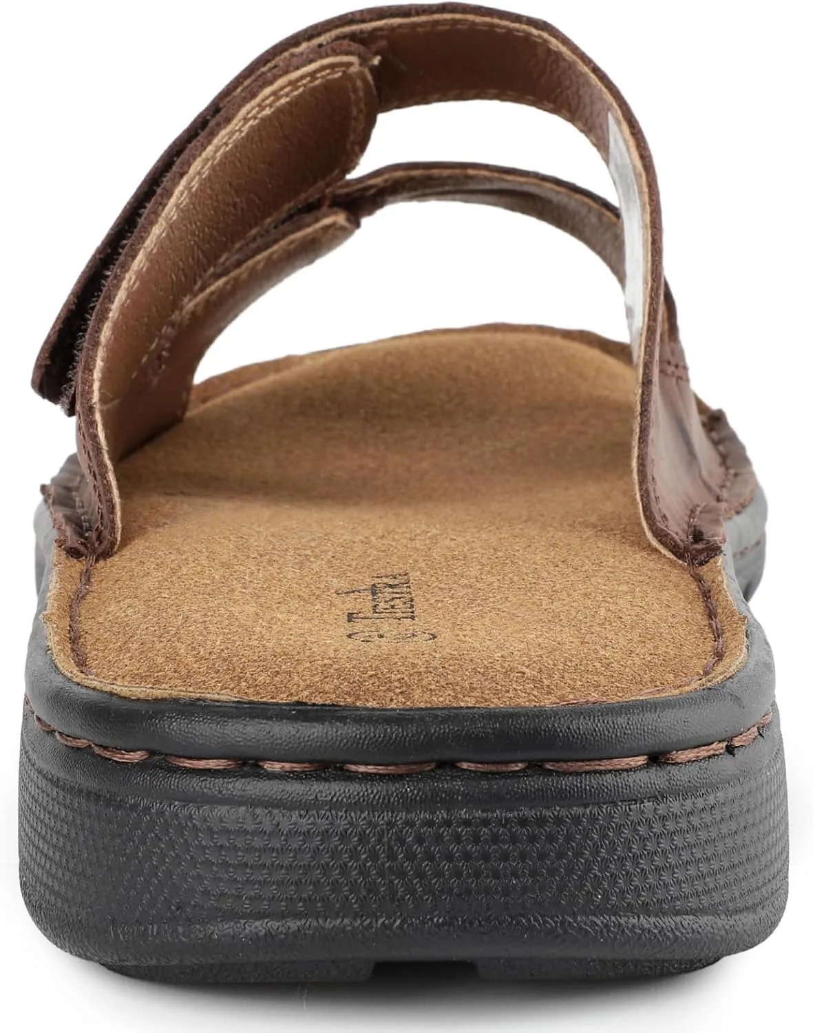 Mens Adjustable Leather Slide Sandals Comfortable Lightweight Summer Memory Foam Sandals Casual Beach Slip On Sandals for Men Indoor & Outdoor
