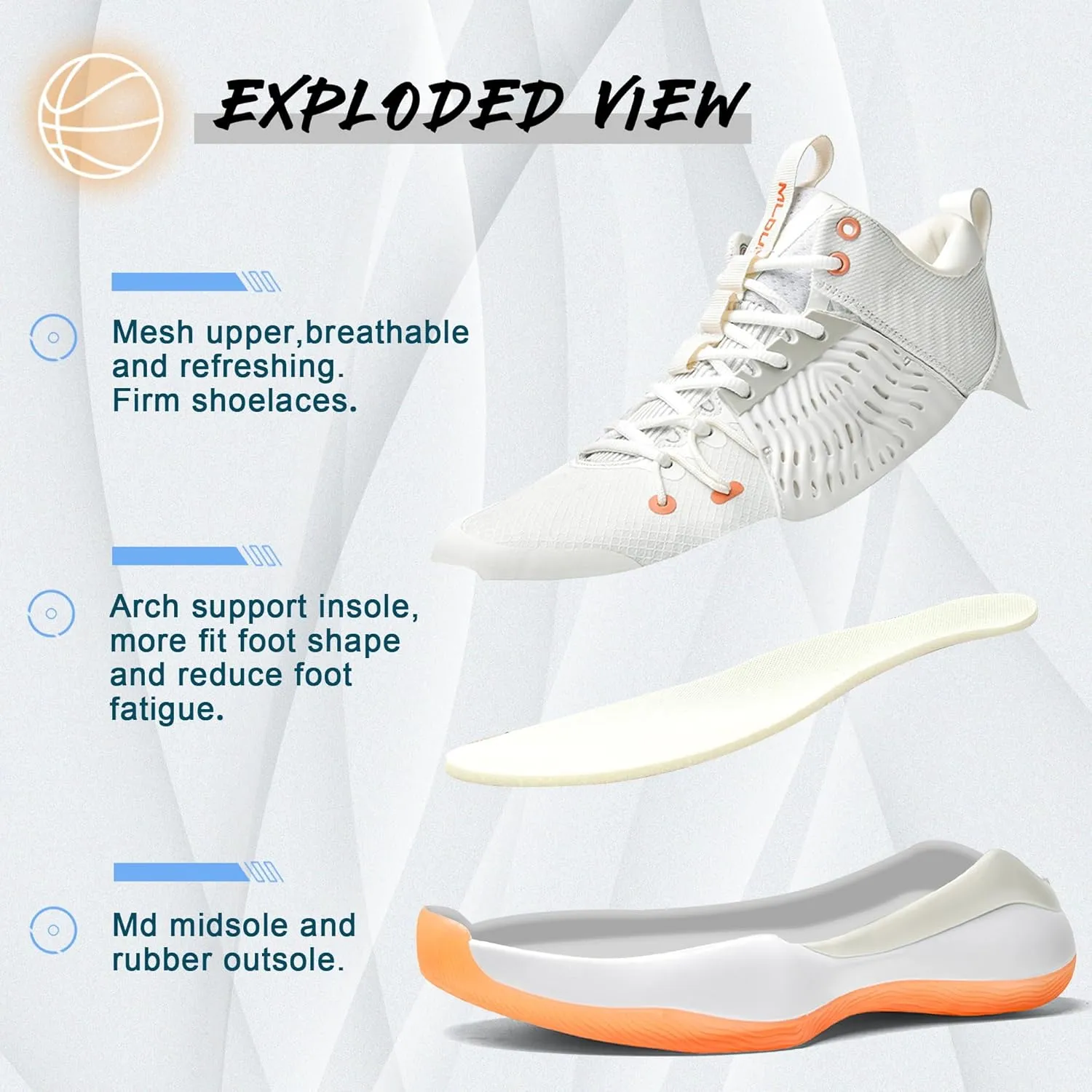 Men's Basketball Shoes Breathable Anti Slip Fashionable Graffiti Training Shoes Outdoor Shoes