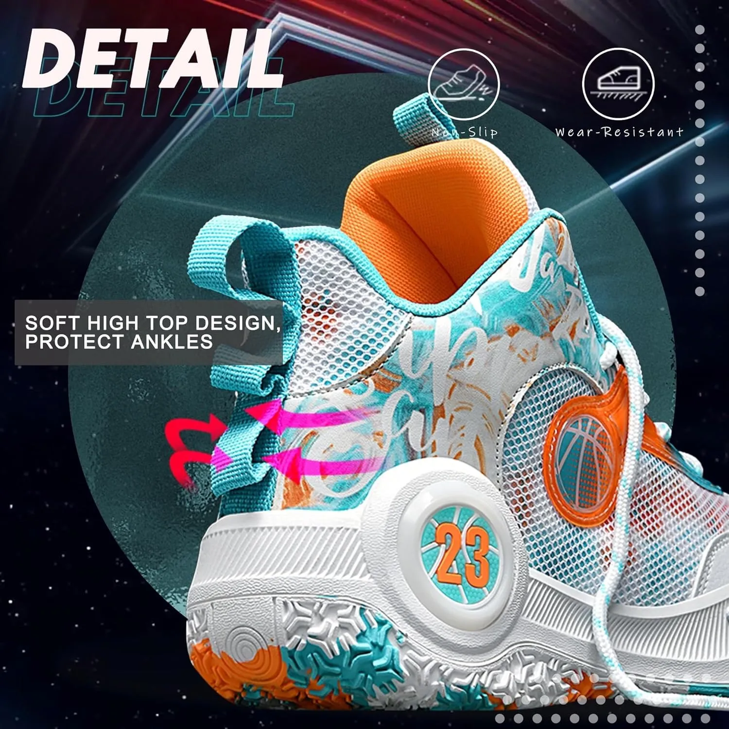 Men's Basketball Shoes Lightweight Breathable Outdoor Sports Shoes Fashionable Non Slip Running Sports Boots