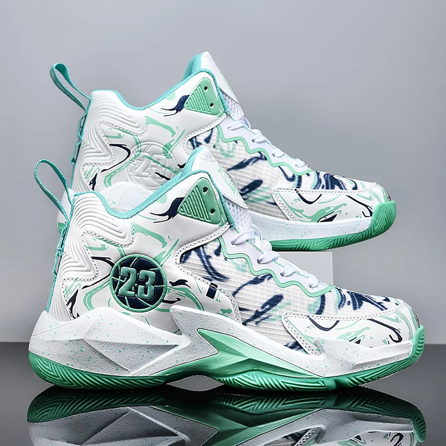 Men's Basketball Shoes No-Slip Breathable Outdoor Shoes for Women Fashion Graffiti Training Shoes