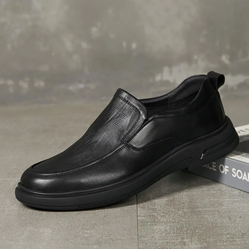 Men's Breathable Genuine Leather Brogue Oxfords Mens Business Casual Loafers Formal Oxford Slip On Dress Shoes