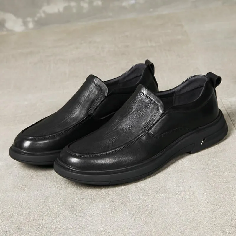 Men's Breathable Genuine Leather Brogue Oxfords Mens Business Casual Loafers Formal Oxford Slip On Dress Shoes