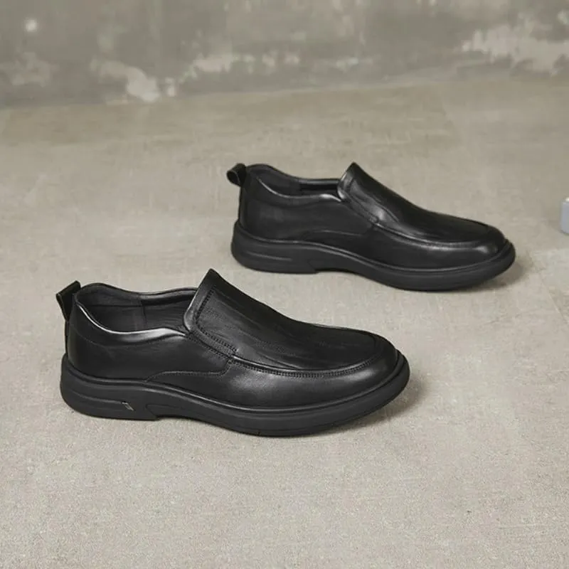 Men's Breathable Genuine Leather Brogue Oxfords Mens Business Casual Loafers Formal Oxford Slip On Dress Shoes