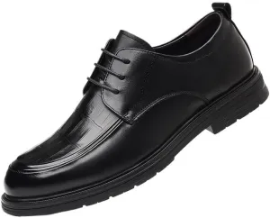 Men's Breathable Leather Wingtip Brogue Oxfords Classic Round Toe Shiny Checkered Comfortable Dress Loafers for Men